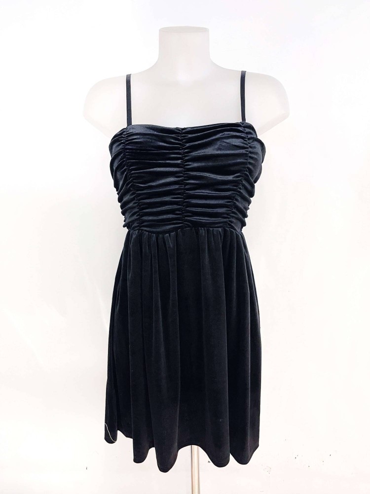 Velvet Off Shoulder Dress - Black