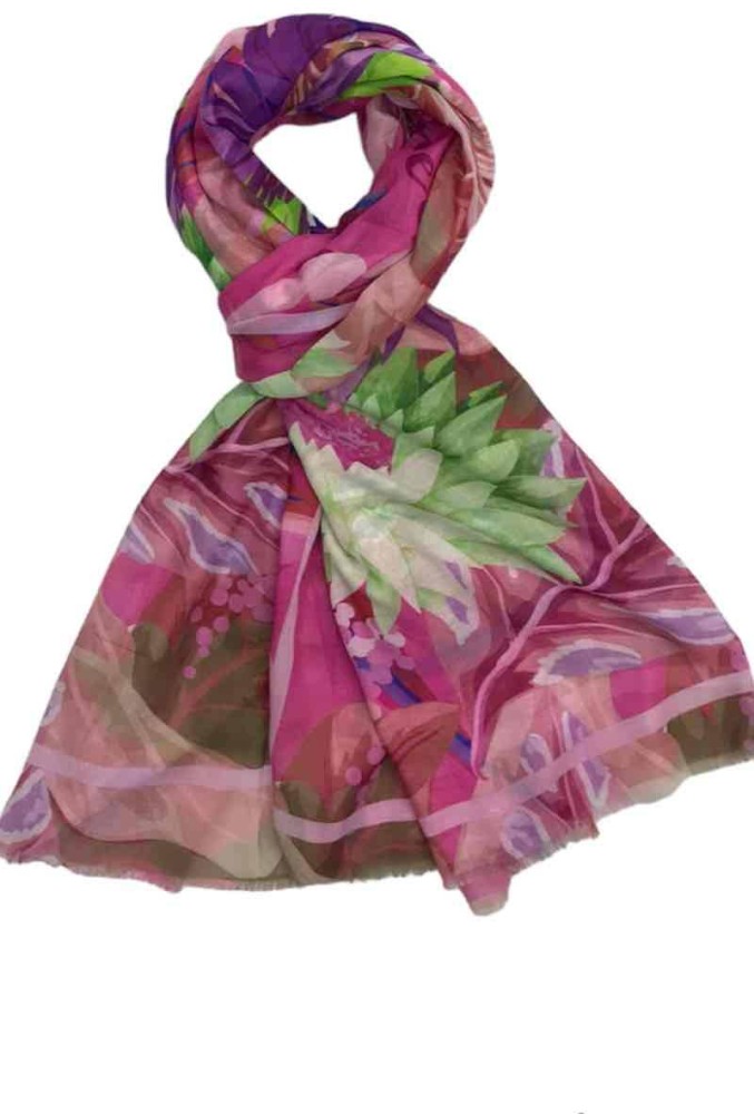 Floral Print Scarf - Fuchsia