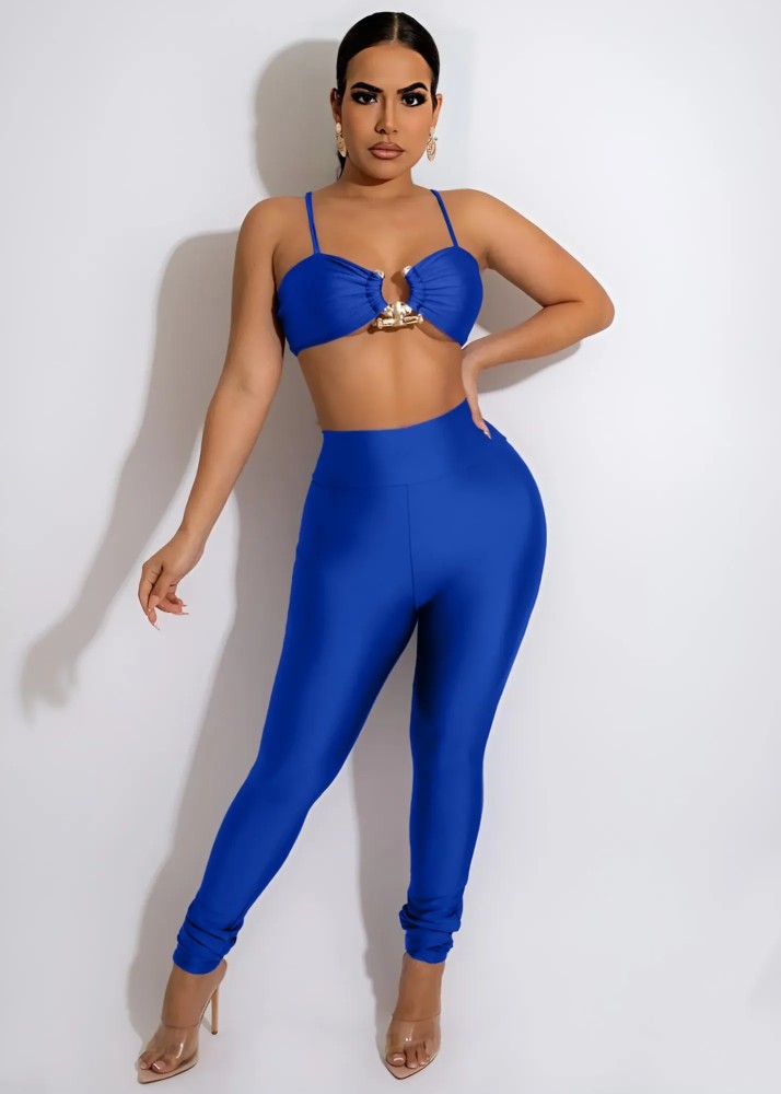 Top & Trousers Set With Jewel - Royal Blue