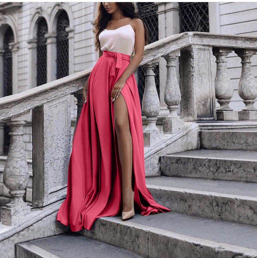 Satin Maxi Skirt - Fuchsia