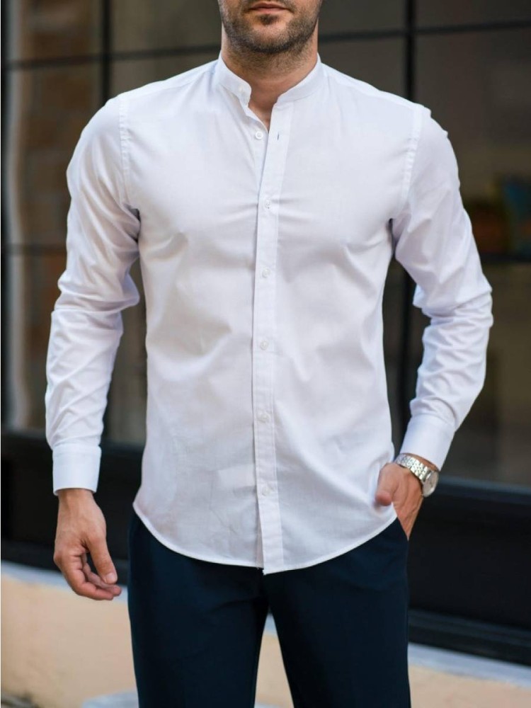 Mao Collar Shirt - White