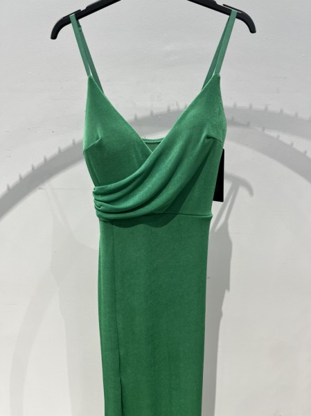 V-neck Maxi Dress  - Green