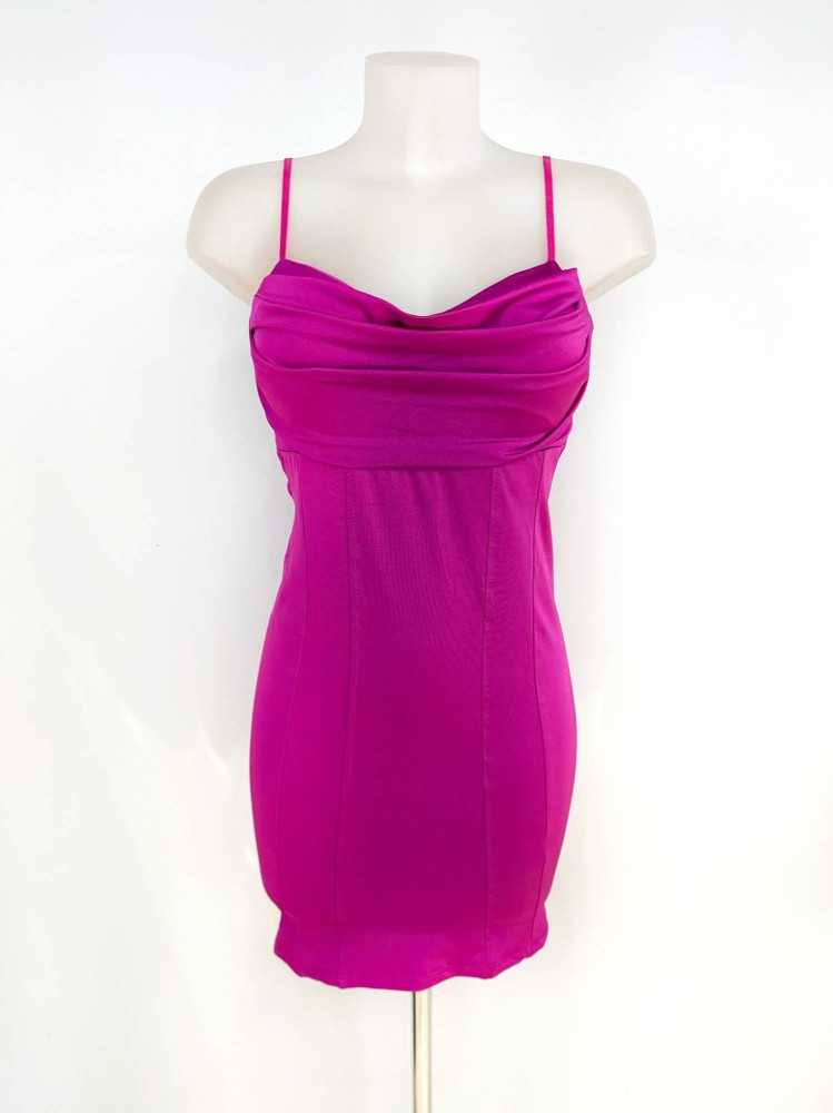 Strappy Bodycon Short Dress - Magenta