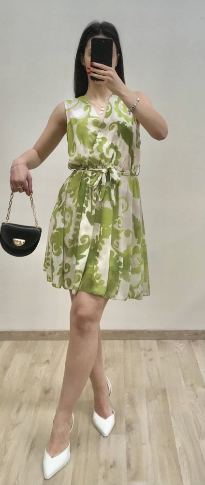 Printed Mini Dress - Lime