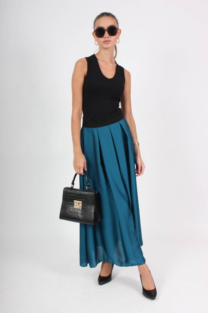 Maxi Satin Skirt - Petrol