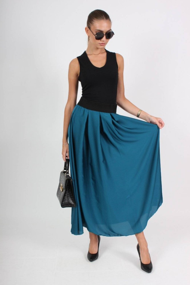 Maxi Satin Skirt - Petrol