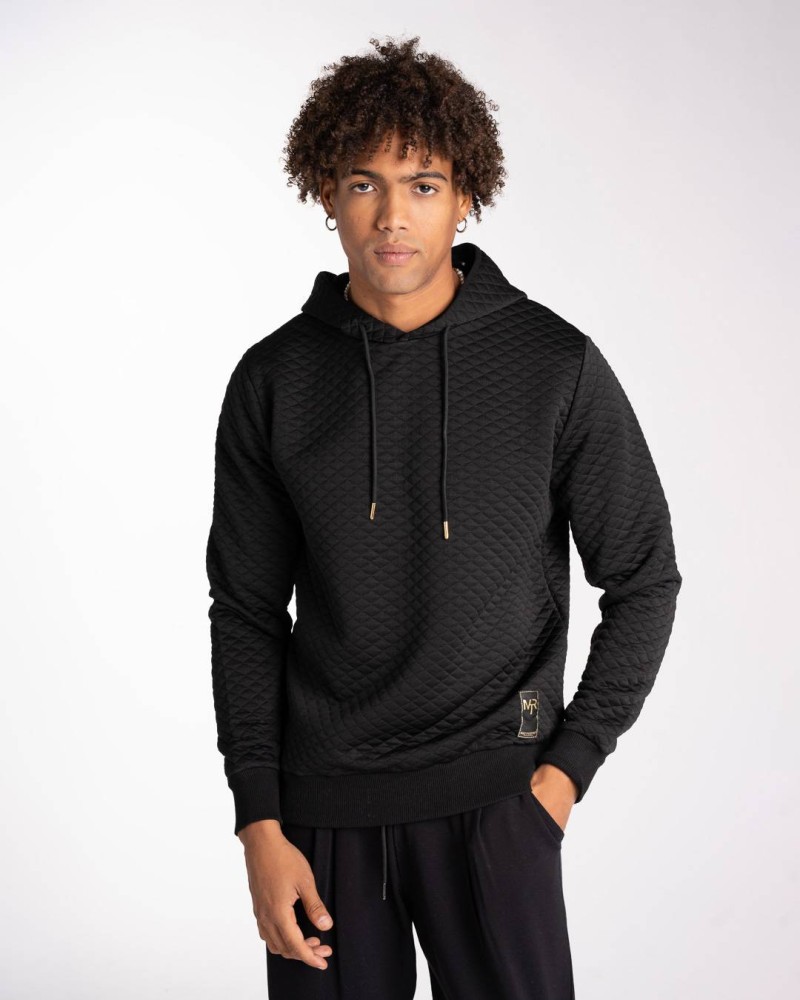 Martini Quilted Hoodie - Black