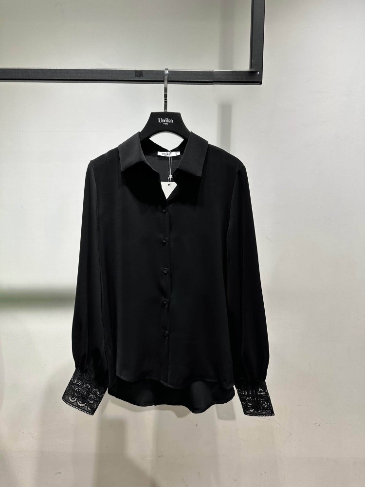 Lace Detail Shirt - Black