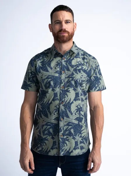 Petrol Tropical Shirt Sandy Beach - Blue