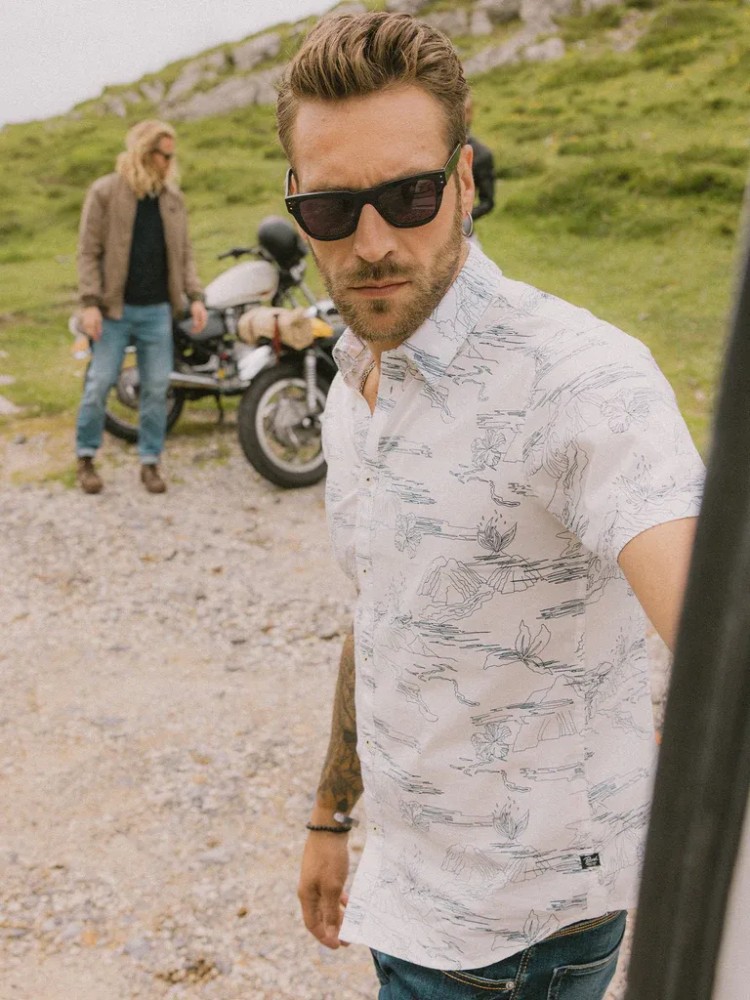 Petrol All-Over Print Shirt Highway - White