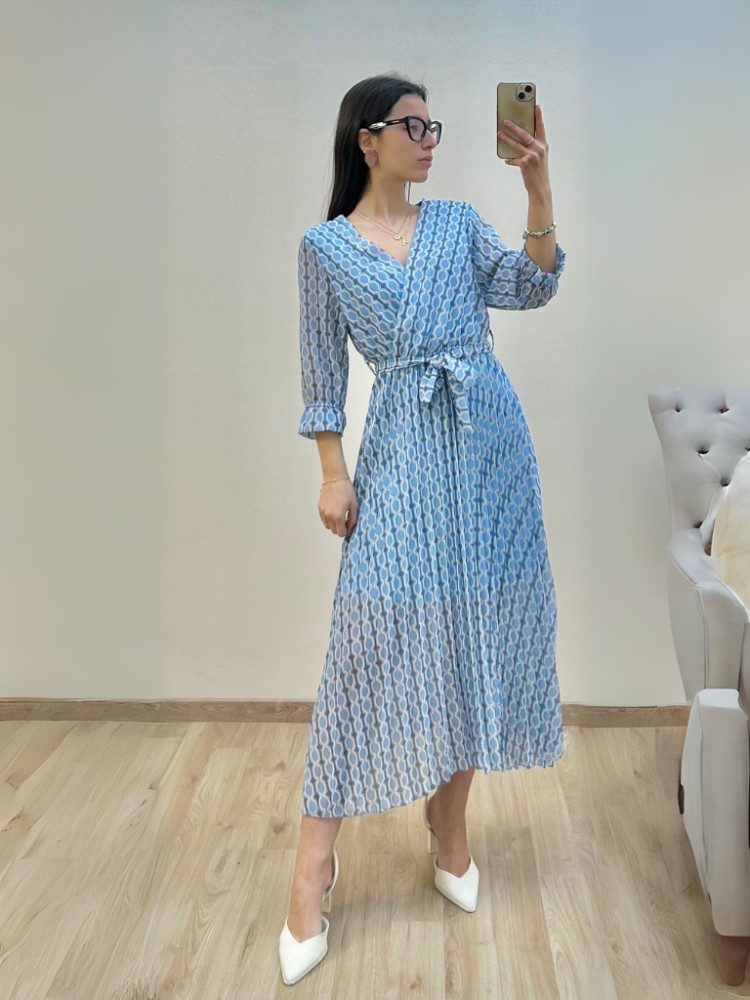 Printed Maxi Dress - Sky Blue