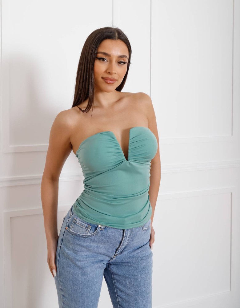 Strapless Ruched Top - Mint
