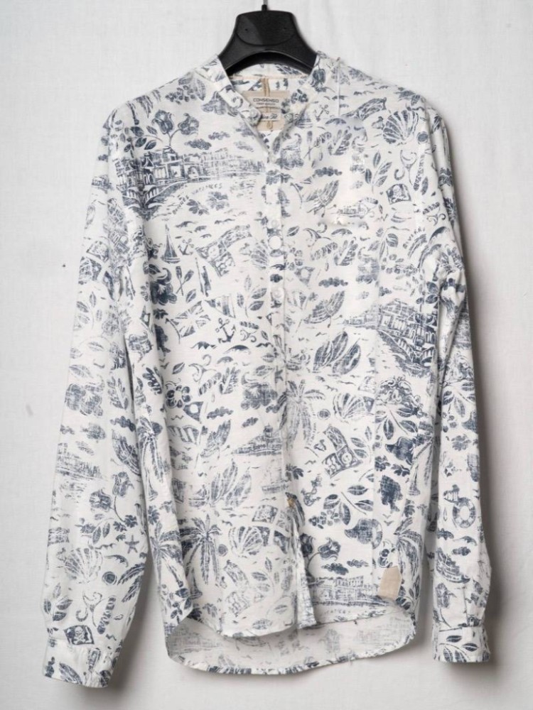 Linen Printed Shirt - Blue