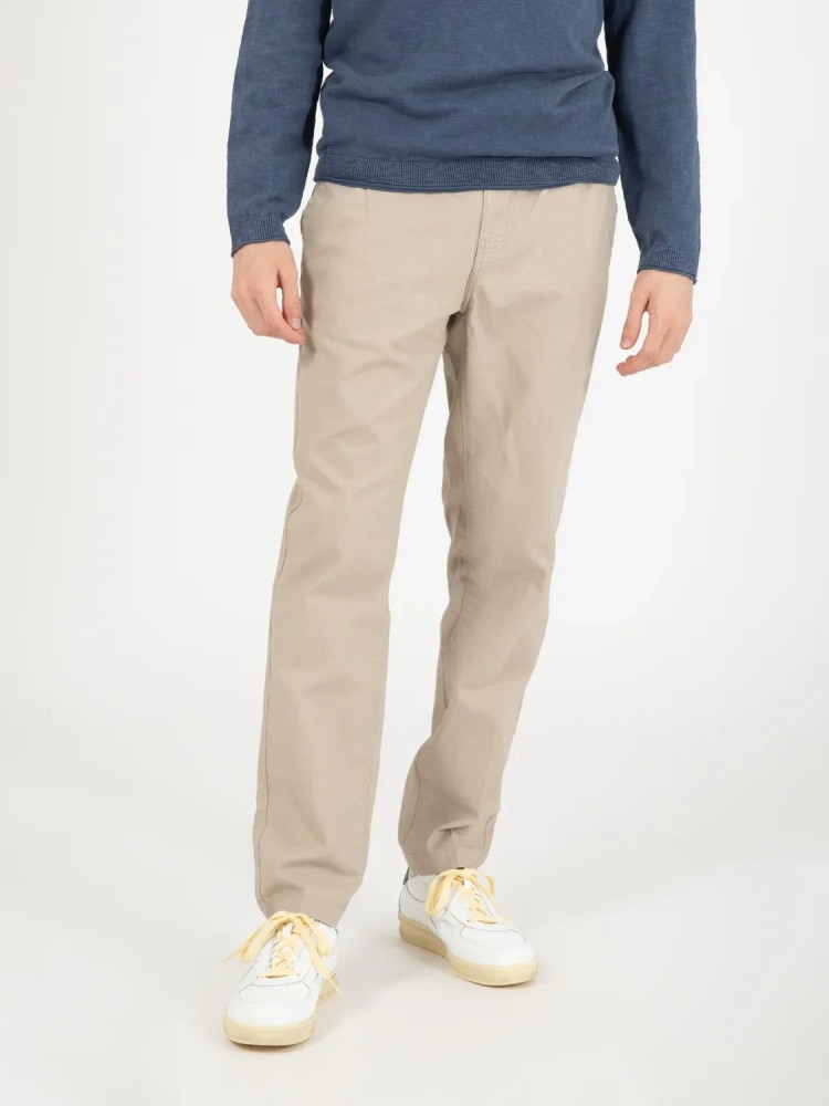 Linen Blend Trousers - Beige