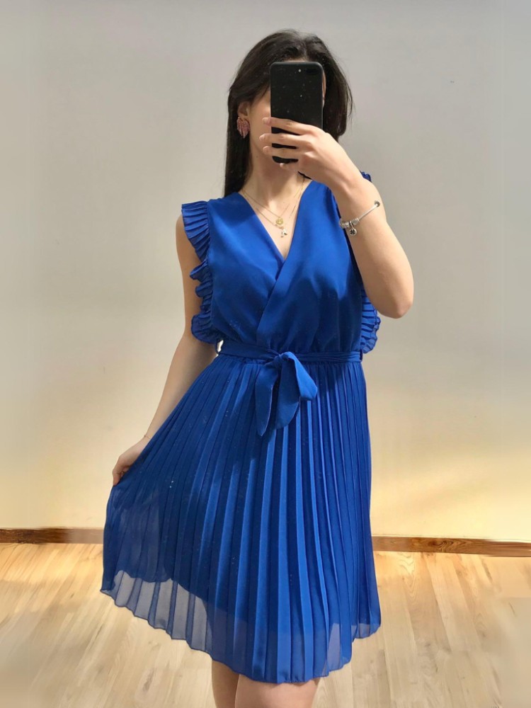 Pleated Dress - Royal Blue
