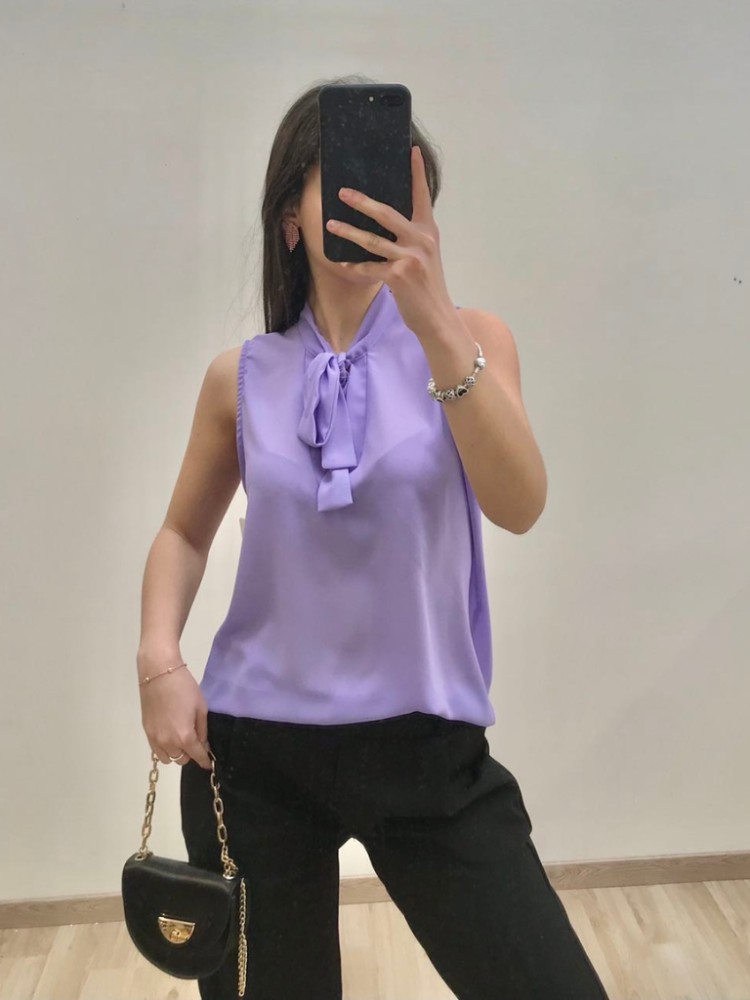 Bow Tie Blouse - Lilac