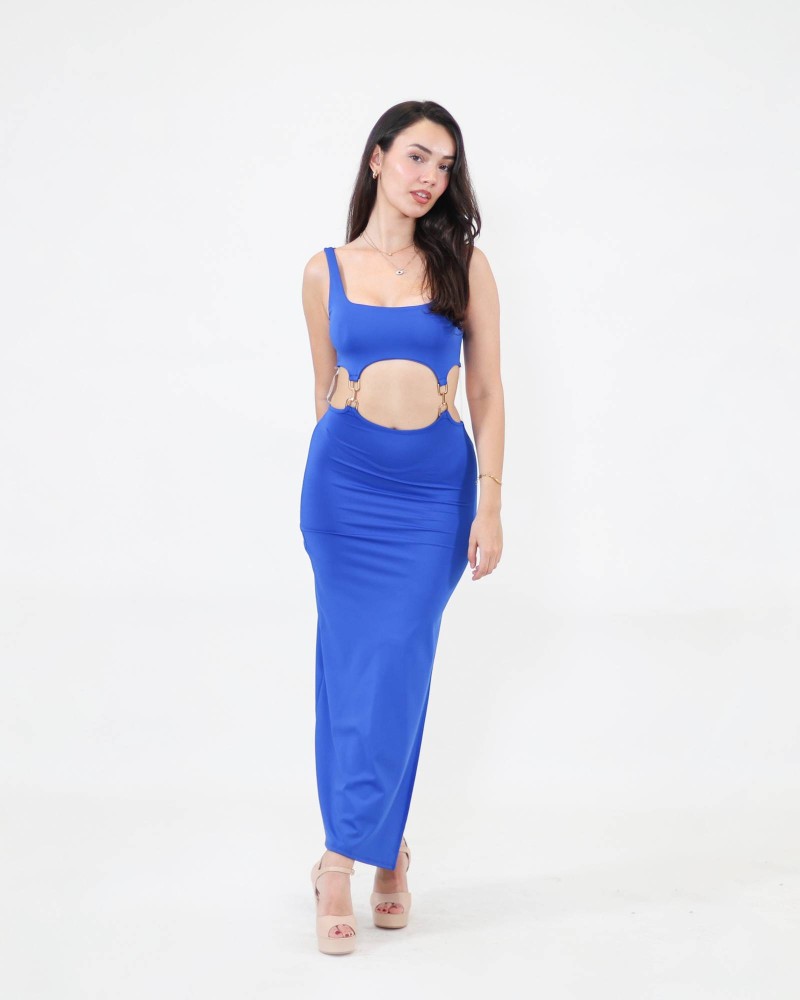 Gold Chain Dress - Royal Blue