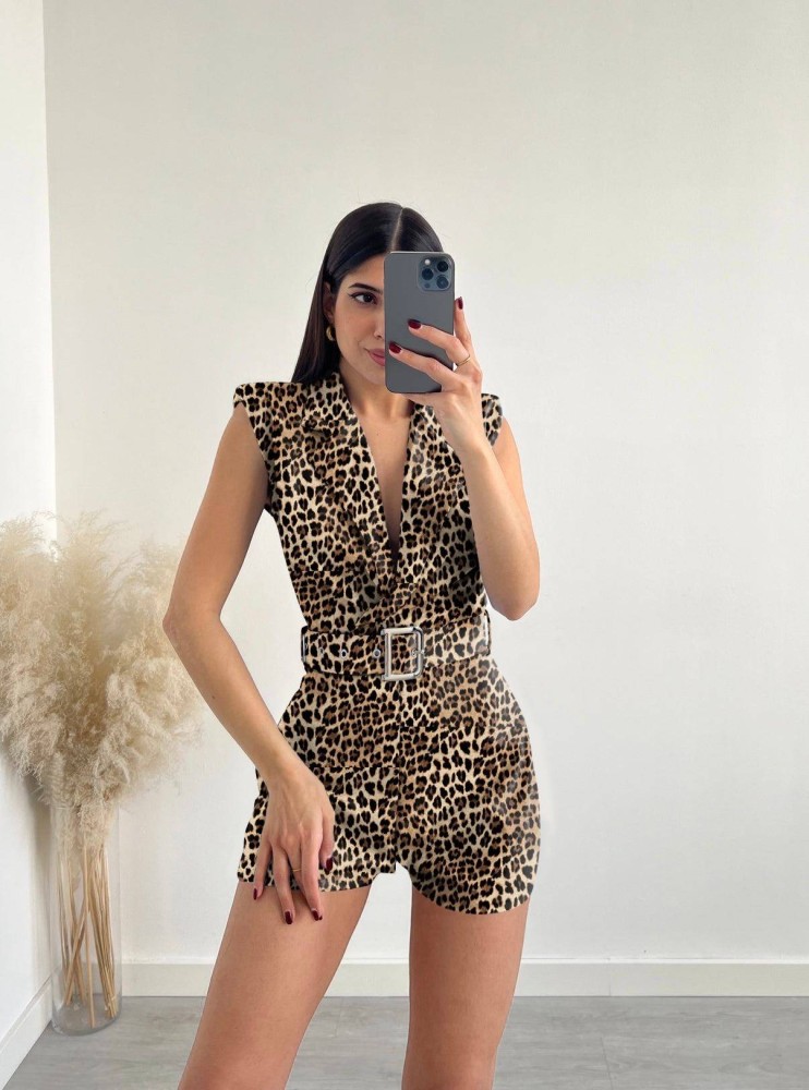 Animal Print Playsuit - Leopard