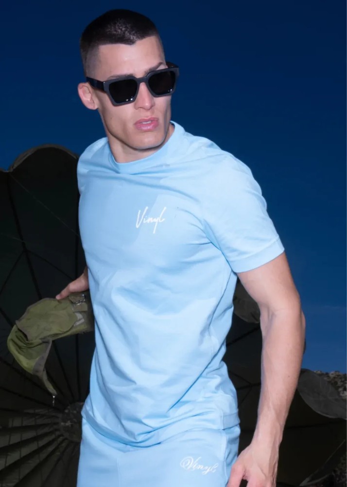 Vinyl Signature T-shirt - Sky Blue