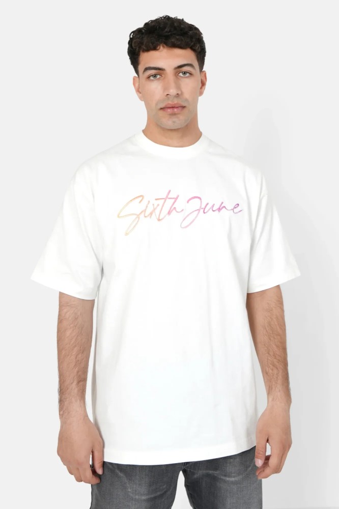 Sixth June Relief Logo Print T-shirt - White