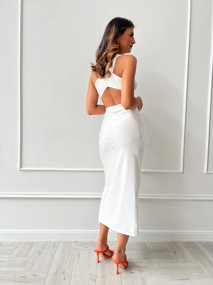 Top and Skirt Set - White