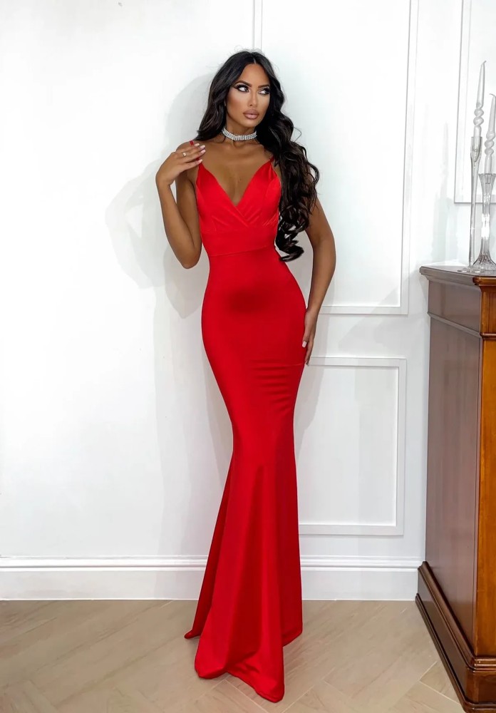 Strappy Mermaid Dress - Red