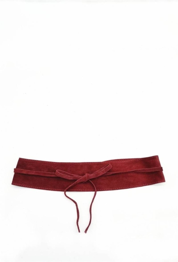 Suede Leather Belt - Bordeaux