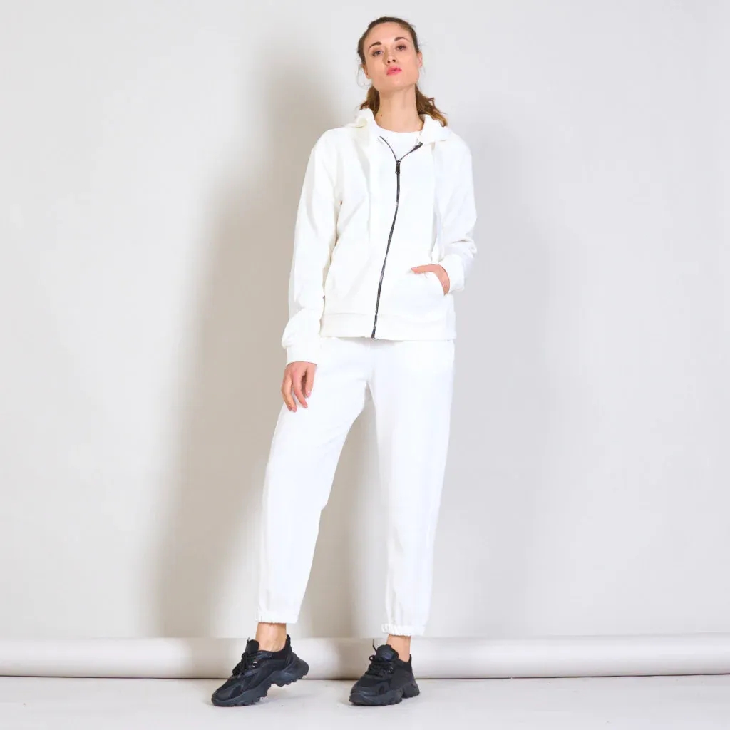 Solid Color Comfy Trouser - White