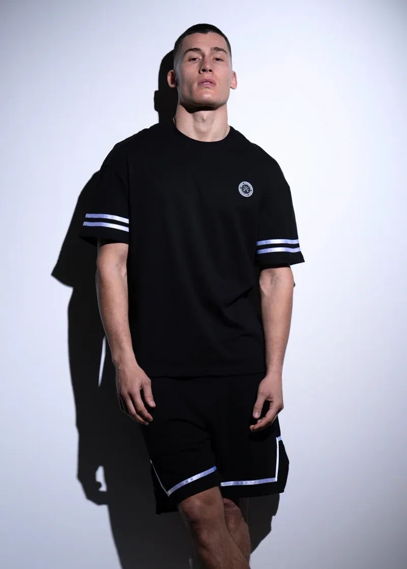 Vinyl Striped Detail T-shirt - Black