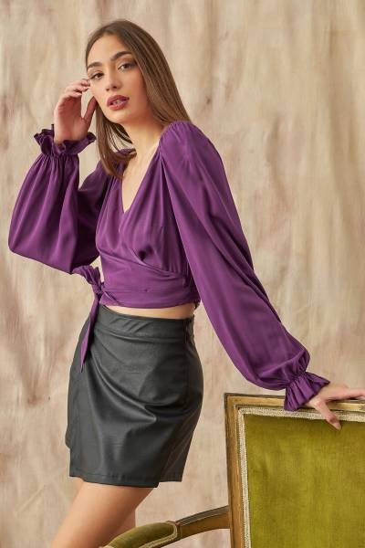 Wrap Over Blouse - Lilac