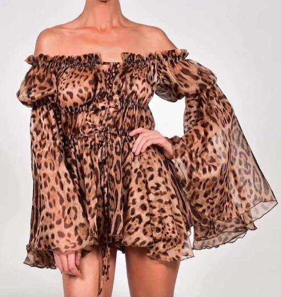 Leopard Print Dress - Brown