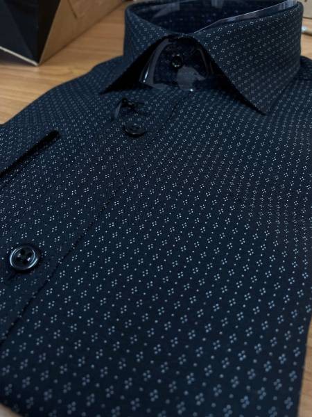 Mini Print Detail Shirt - Black