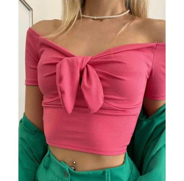 Top with Bow - Fuchsia