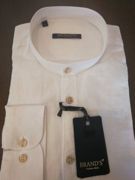 Mao Collar Linen Shirt - White