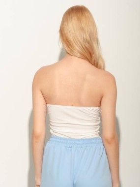 Strapless Ruched Top - White