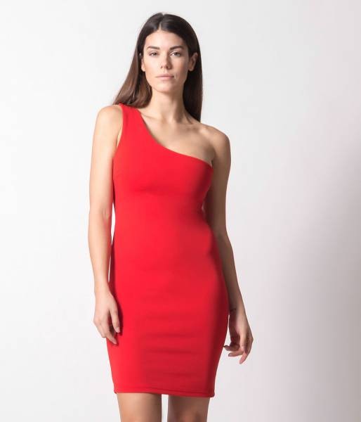One Shoulder Mini Dress - Red