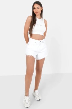 Sixth June Logo Cropped Top - White