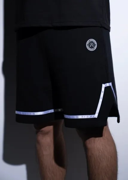 Vinyl Striped Detail Shorts - Black