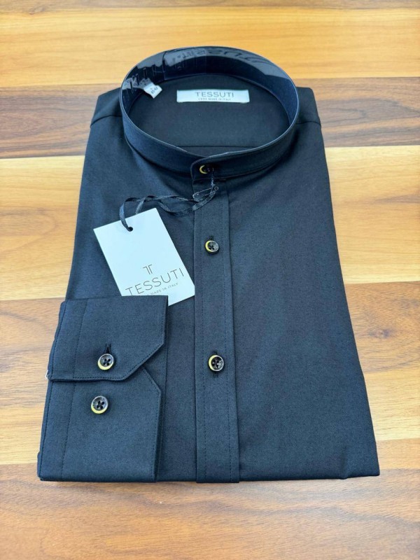 Mao Collar Shirt - Black