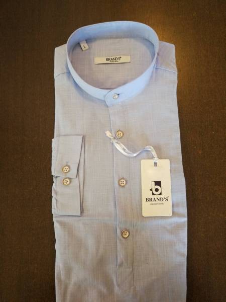 Linen 1/4 Button Shirt - Sky Blue