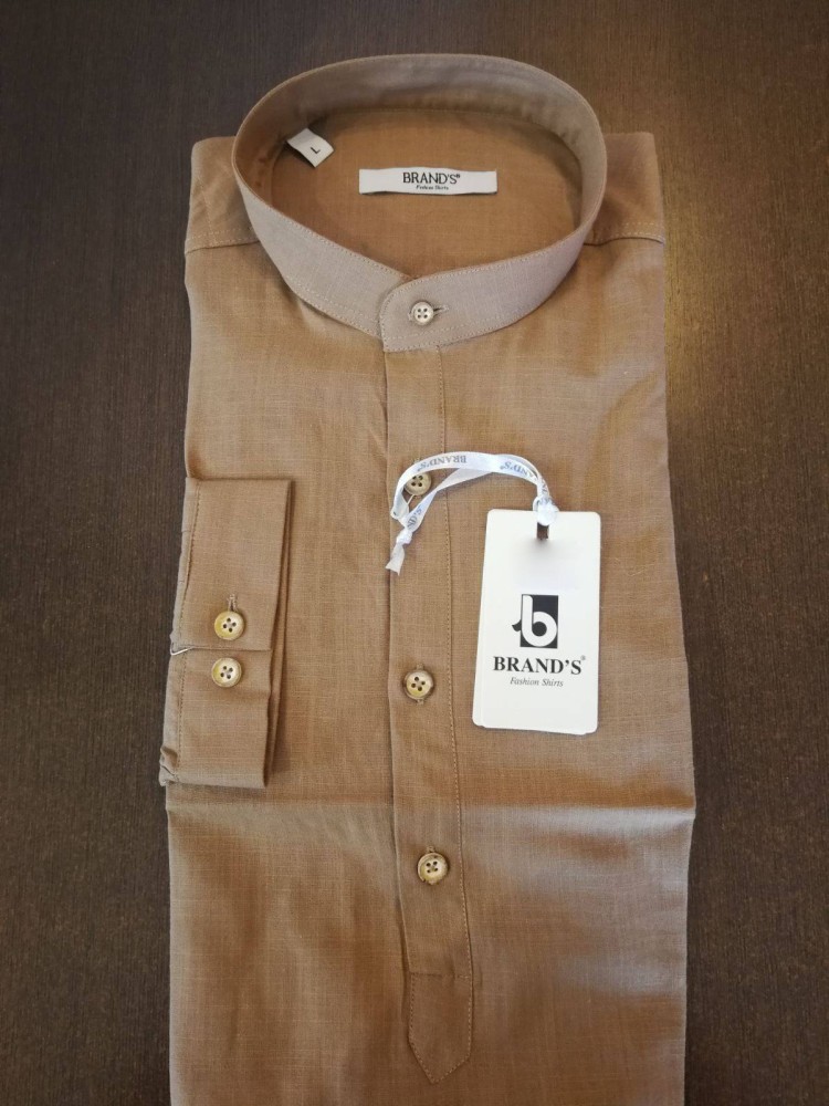 Linen 1/4 Button Shirt - Camel
