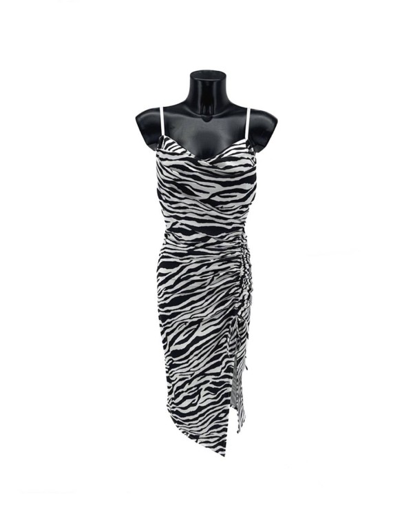 Animal Print Midi Dress - Zebra