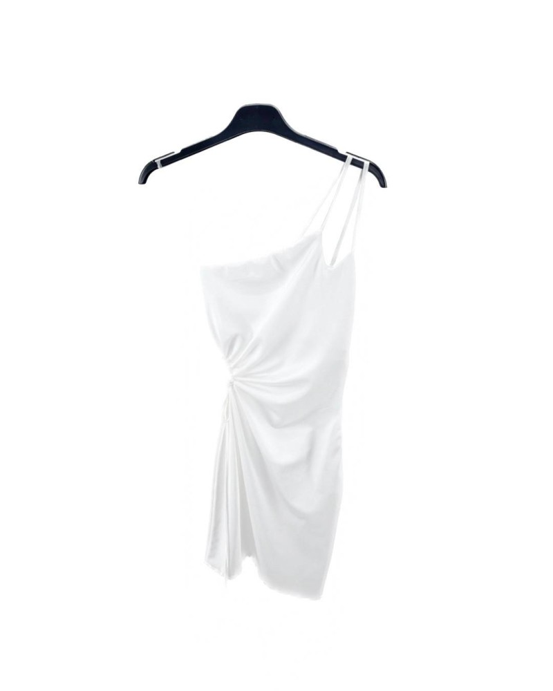 One Shoulder Cut Out Mini Dress - White