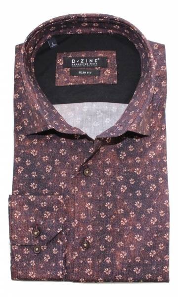 Mini Print Detail Shirt - Dark Bordeaux