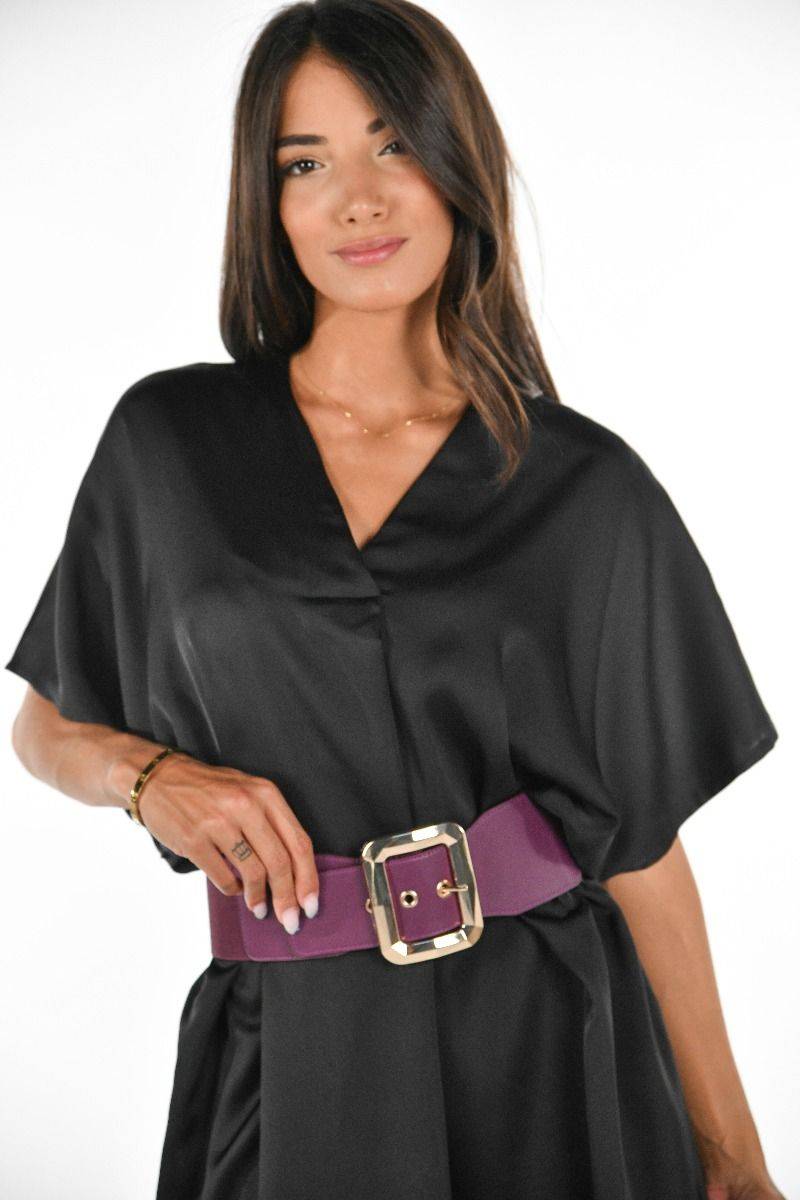 Elastic Belt with Buckle - Lilac