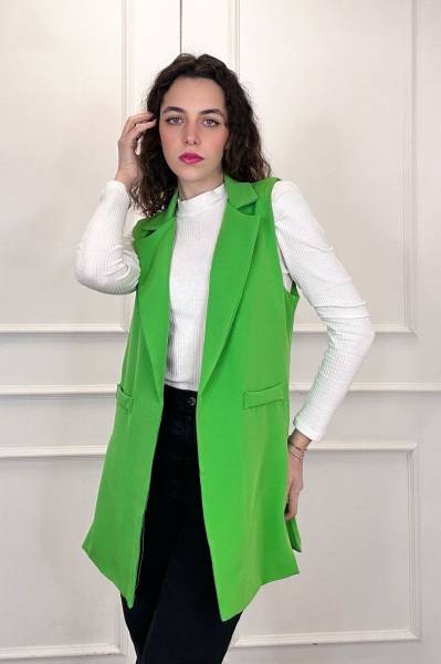 Longline Waistcoat  - Green