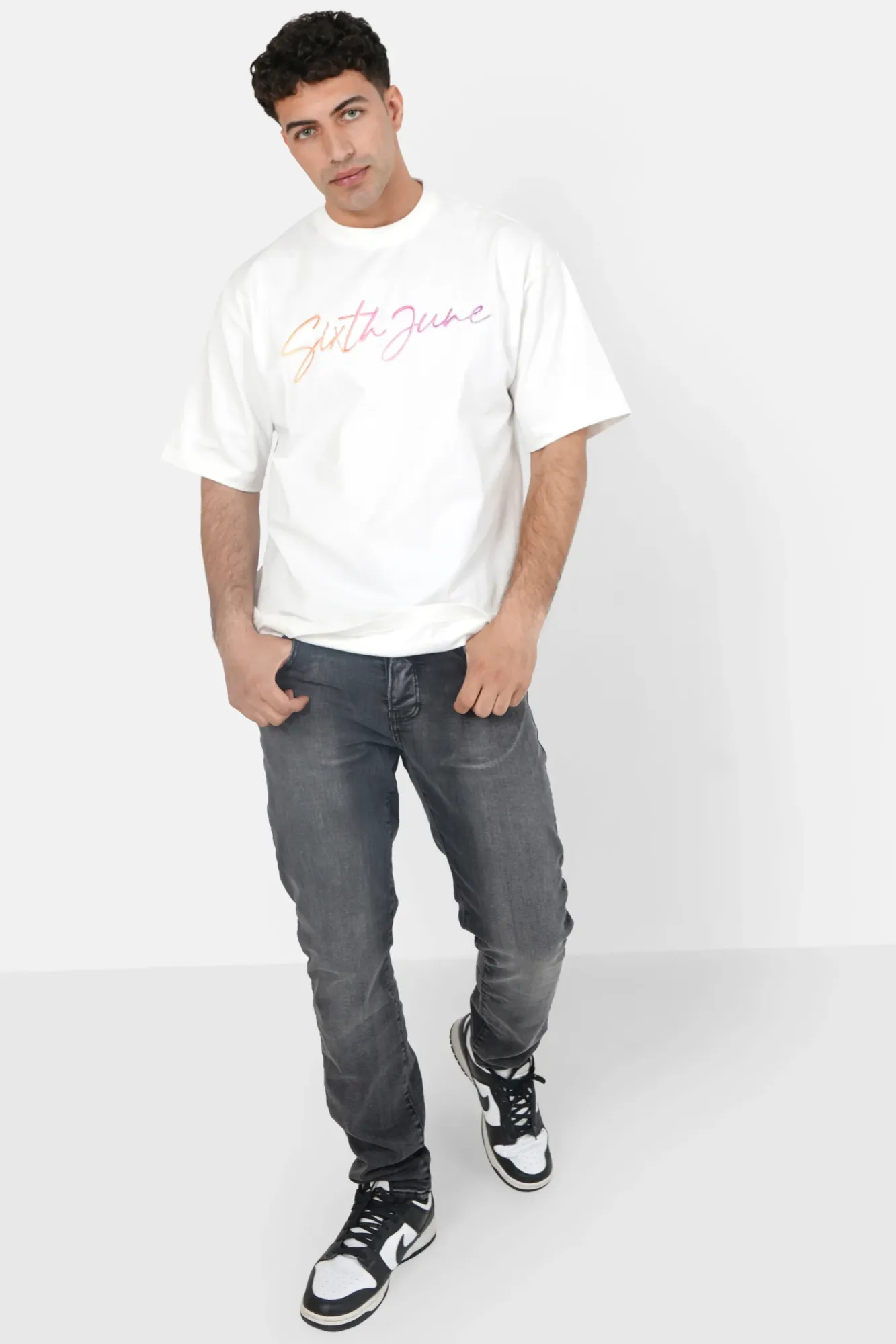 Sixth June Relief Logo Print T-shirt - White