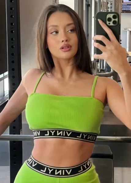 Vinyl Ribbed Crop Top - Green