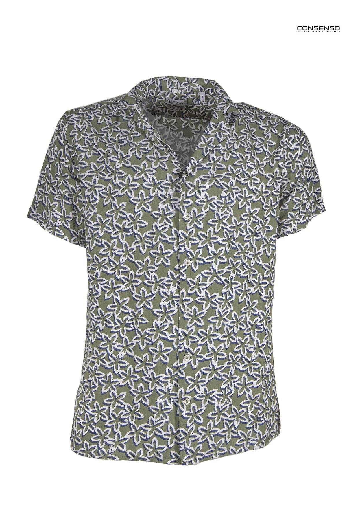 Printed Viscose Shirt - Khaki