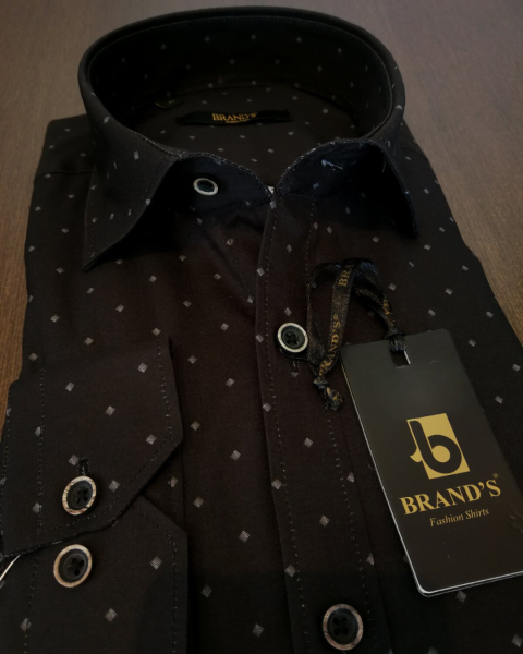 Mini Print Detail Shirt - Black